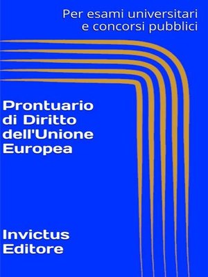 cover image of Prontuario di diritto dell'Unione Europea